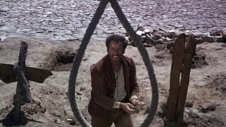 Tuco (Eli Wallach) stares at a noose in The Good, the Bad and the Ugly