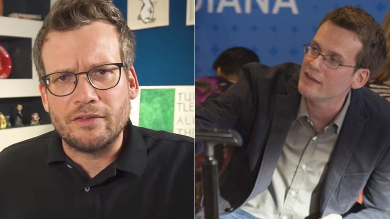 John Green in a vlog/Green cameoing as a dad in The Fault in Our Stars