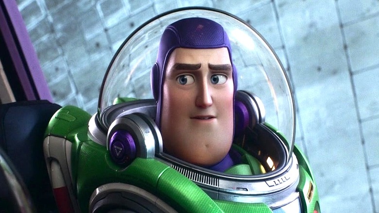 Buzz Lightyear with a serious expression
