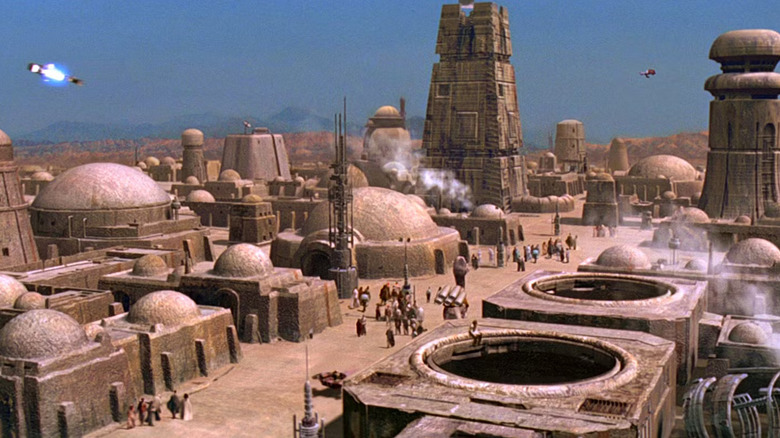 Aerial view of Mos Eisley spaceport in Star Wars