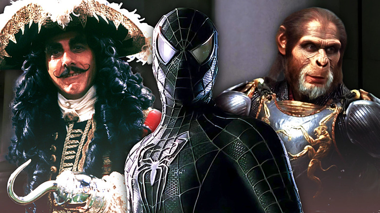 Spider-Man in Spider-Man 3, Dustin Hoffman in Hook, and Tim Roth in Planet of the Apes.