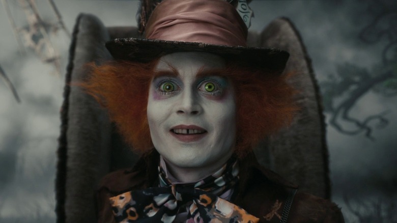 The Mad Hatter (Johnny Depp) looks menacing in Alice In Wonderland
