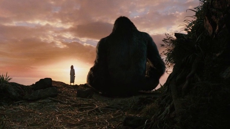 Ann Darrow (Naomi Watts) watches the sunset with Kong (Andy Serkis) in King Kong
