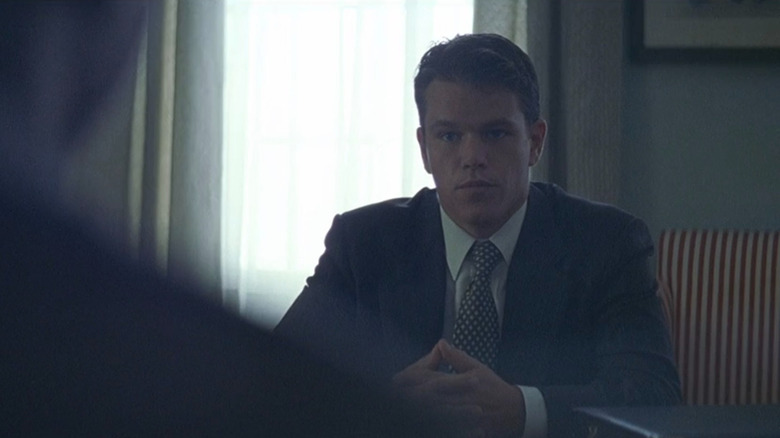 Steve Sanderson (Matt Damon) sitting at a desk in Finding Forrester