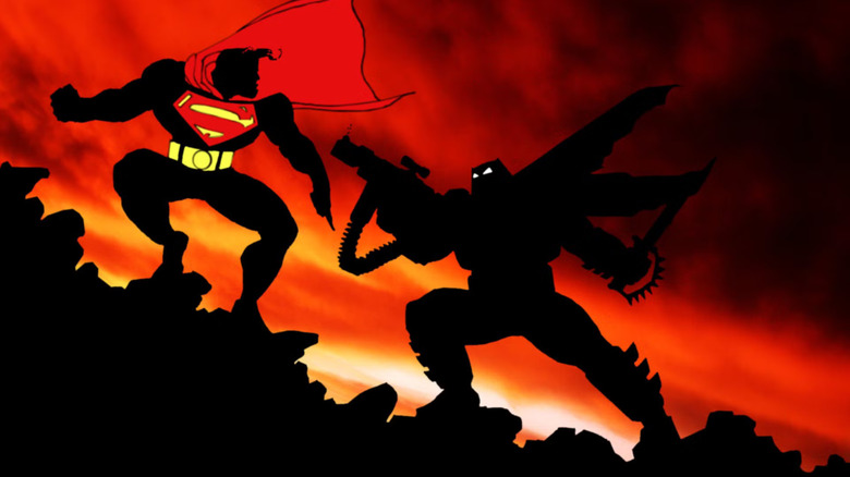 Batman and Superman fight on the cover for Batman: The Dark Knight Returns #4