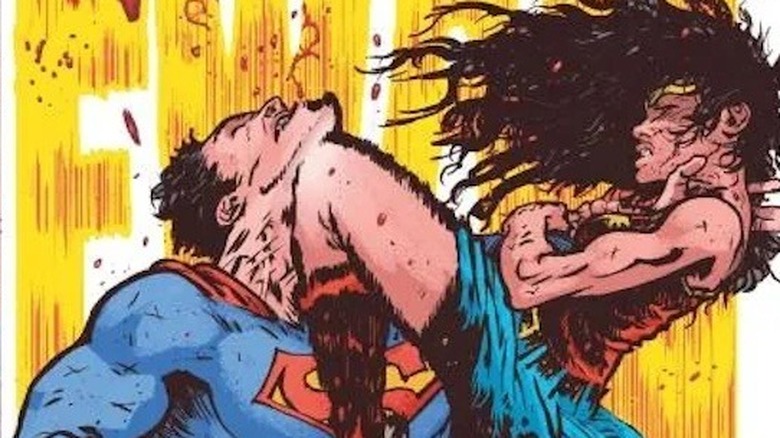 Wonder Woman knees Superman in the face in Wonder Woman: Dead Earth by Daniel Warren Johnson