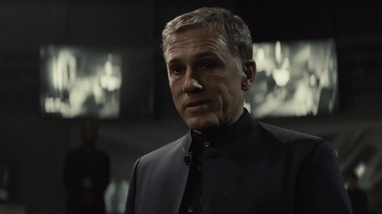 Christoph Waltz as Blofeld greets James Bond in Spectre