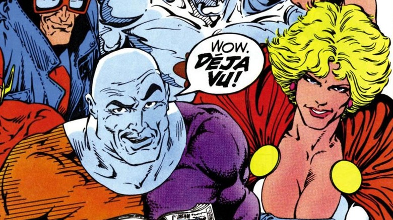 Metamorpho with Power Girl and the rest of Justice League Europe in DC Comics