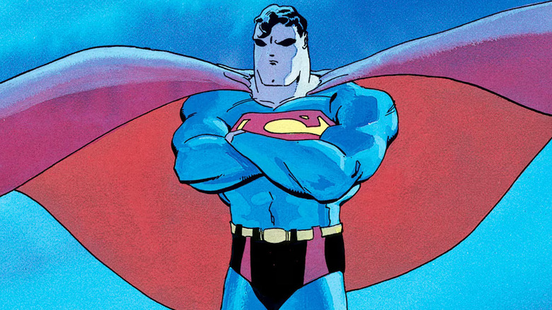 Superman crosses his arms in flight in DC Comics