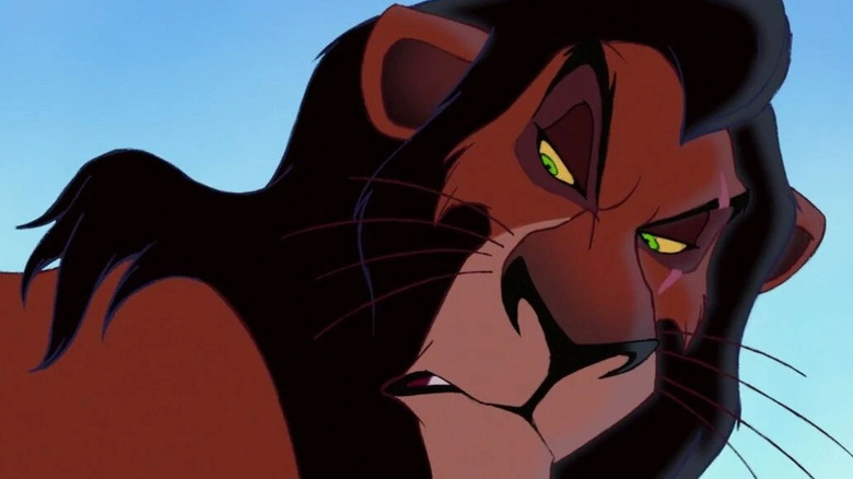 Scar (Jeremy Irons) glares looking down in The Lion King (1994)