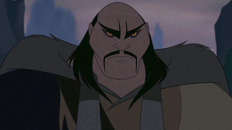 Shan Yu (Miguel Ferrer) glares outside in Mulan (1998)