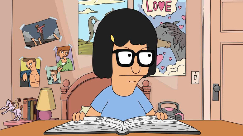 Tina Belcher writing erotic friend fiction in Bob's Burgers