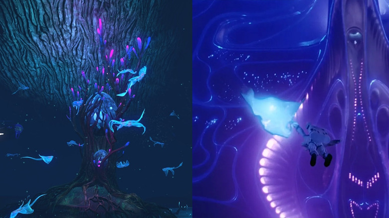 Still from Subnautica/Still from The Abyss
