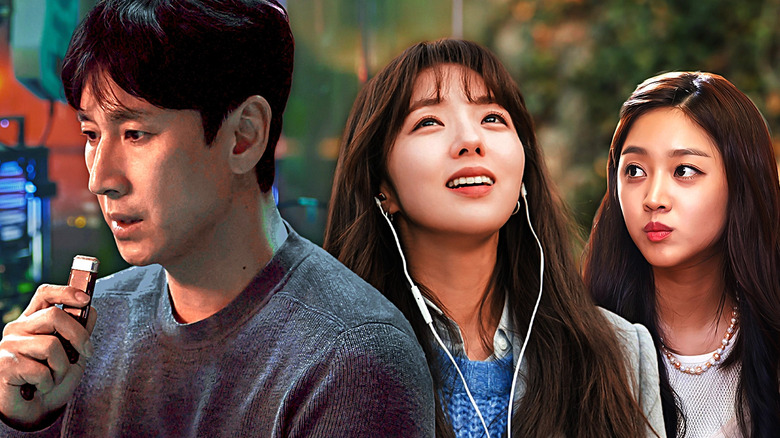 A collage of Sewon Koh (Lee Sun-kyun) in Dr. Brain, Han Seo-woo (Chae Soo-bin) in A Piece of Your Mind, and Aileen (Jo Bo-ah) in The Idle Mermaid standing in a row
