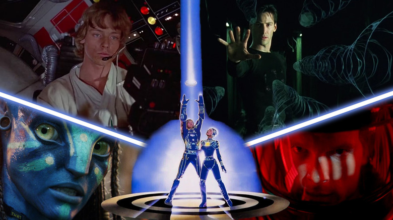 Images from TRON, Star Wars, Avatar, The Matrix, and 2001 A Space Odyssey in a composite image