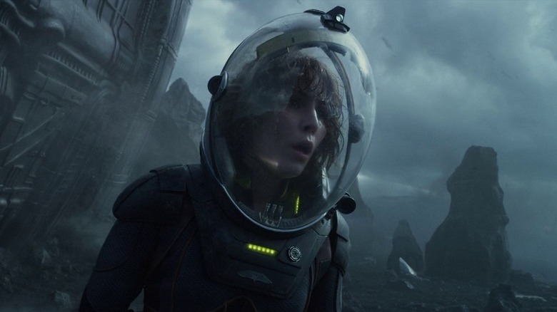 Elizabeth Shaw (Noomi Rapace) on an alien world in Prometheus