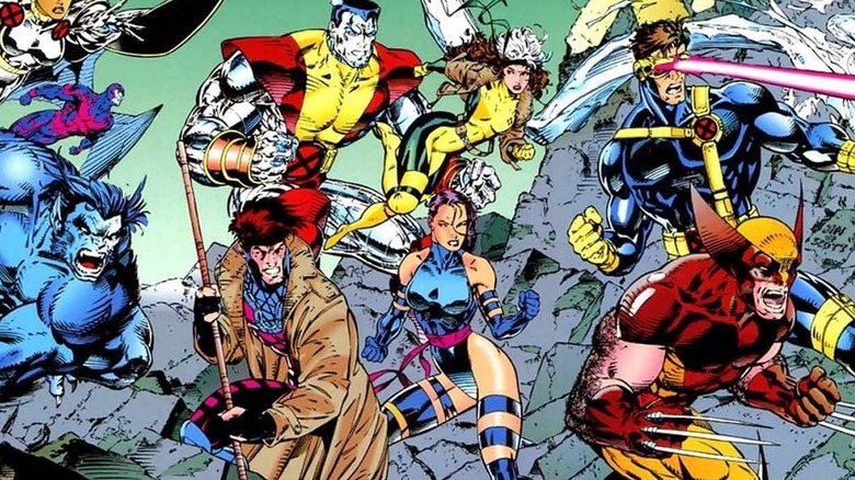 The X-Men in action on the cover of X-Men #1