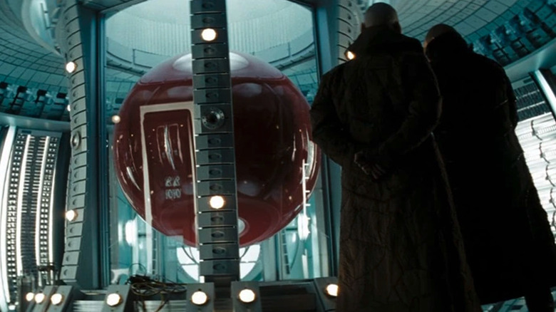 Romulans examine a red matter sphere in Star Trek (2009)