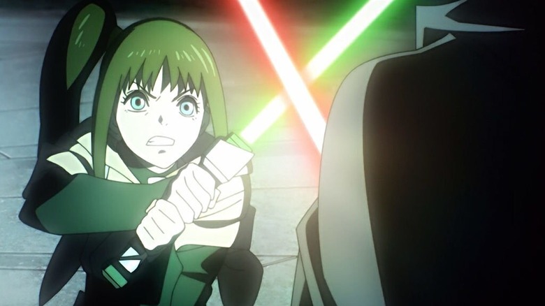 Kara dueling an acolyte on Star Wars: Visions