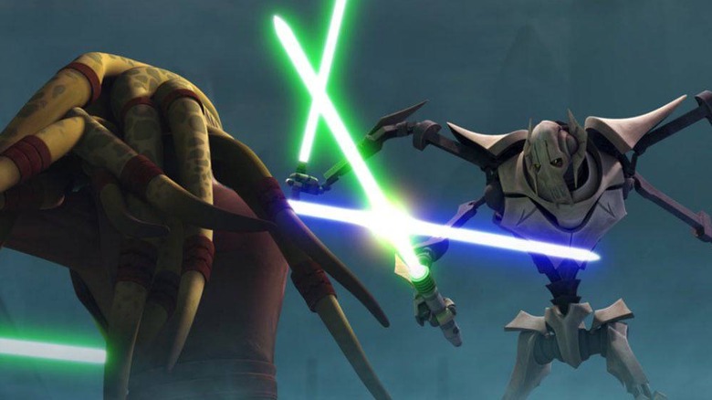 Kit Fisto dueling General Grievous in Star Wars: The Clone Wars