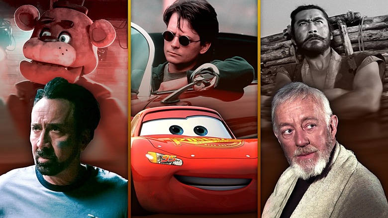 Freddy Fazbear from "Five Nights at Freddy's" with Nicolas Cage's Janitor in "Willy's Wonderland," Michael J. Fox as "Doc Hollywood" with Lightning McQueen from "Cars," and Toshiro Mifune's General Rokurota from "The Hidden Fortress" with Alec Guinness as Obi-Wan Kenobi in "Star Wars."