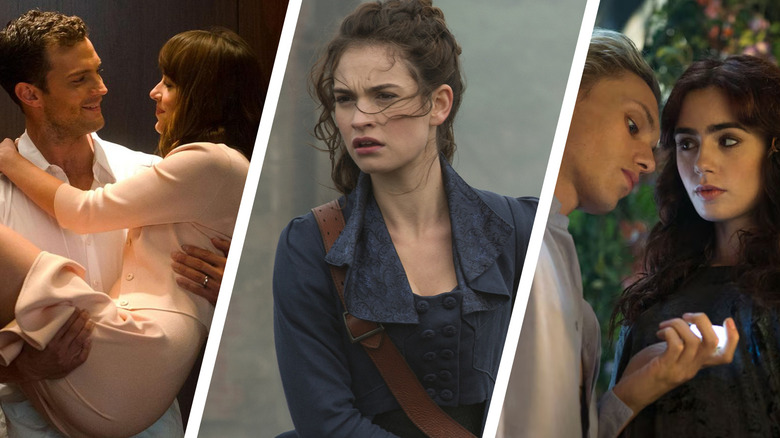 Images from Fifty Shades of Grey, Pride & Prejudice & Zombies, and Mortal Instruments in a composite image
