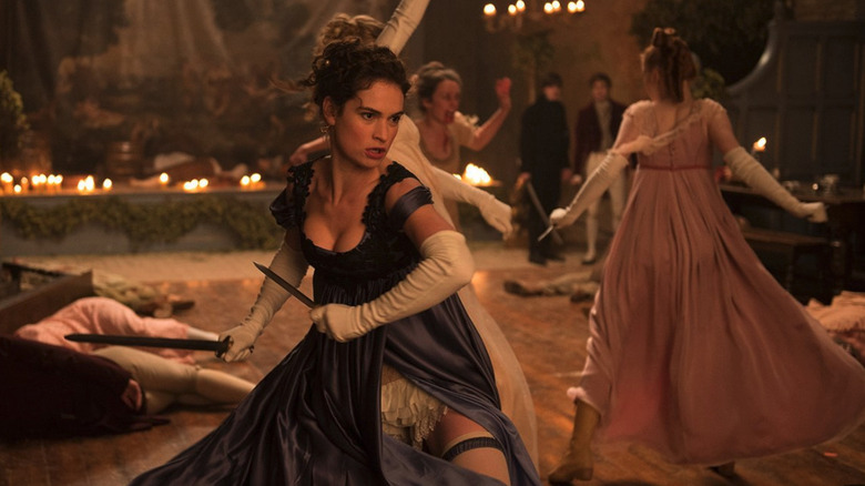 Elizabeth Bennett (Lily James) putting her hair up in Pride and Prejudice and Zombies
