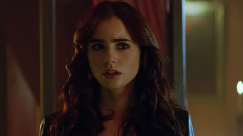 Clary (Lily Collins) looking nervous in The Mortal Instruments: City of Bones