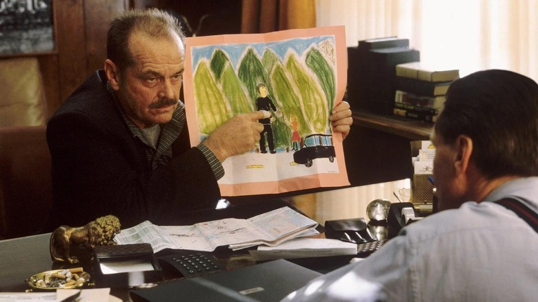 Jack Nicholson as Jerry, presenting a theory in The Pledge