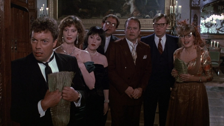 Clue cast peeks door
