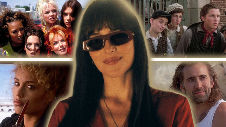 Images from Spice World, The Newsies, Showgirls, and Con-Air around Dakota Johnson in Madame Web