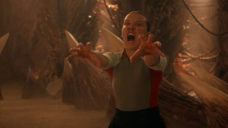Eleven (Millie Bobby Brown) using her powers on Stranger Things