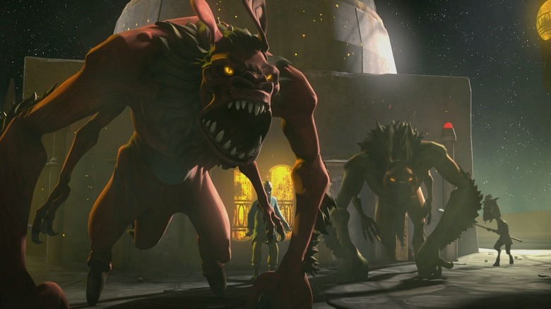 A pair of Gundarks roar outside in Star Wars: The Clone Wars