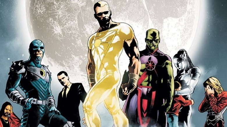 The rebooted StormWatch team stands in front of a planet