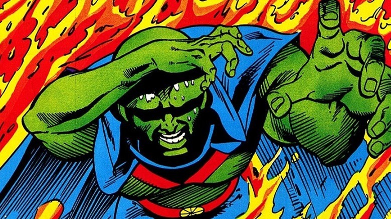 Martian Manhunter engulfed in flame