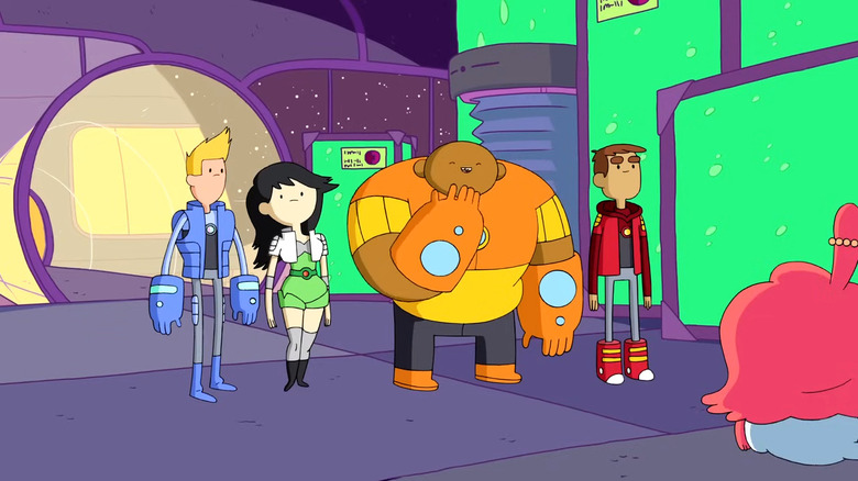 Chris, Beth, Wallow, and Danny lined up on Bravest Warriors