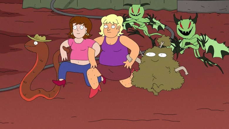 Sarah and Rachel skipping with monsters on YOLO: Rainbow Trinity