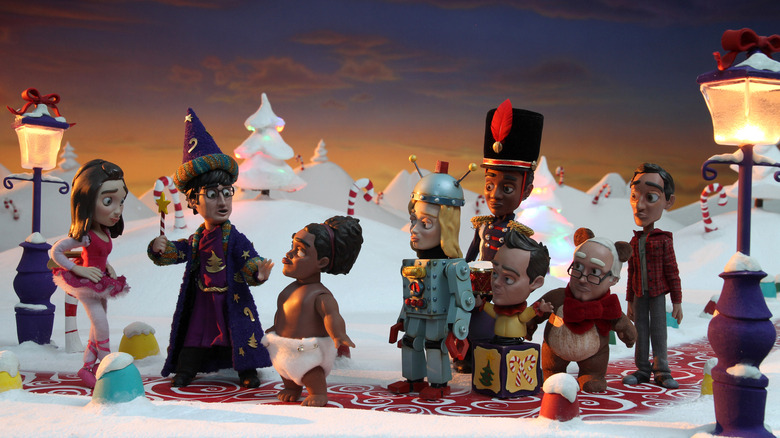 Animated Community cast standing in snow