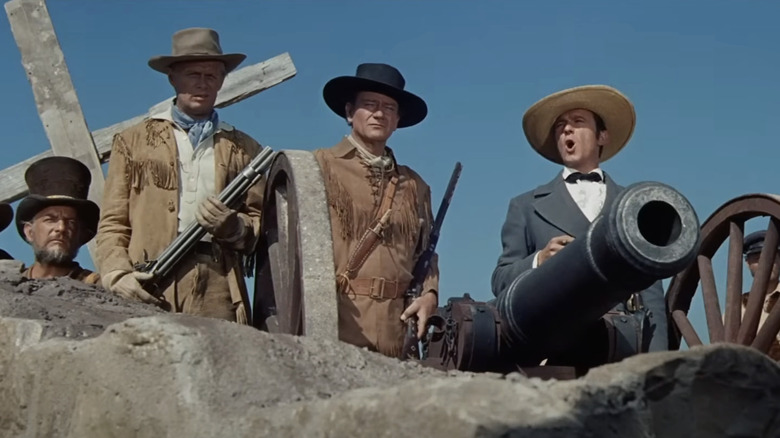 Davy Crockett (John Wayne) with the defenders in The Alamo