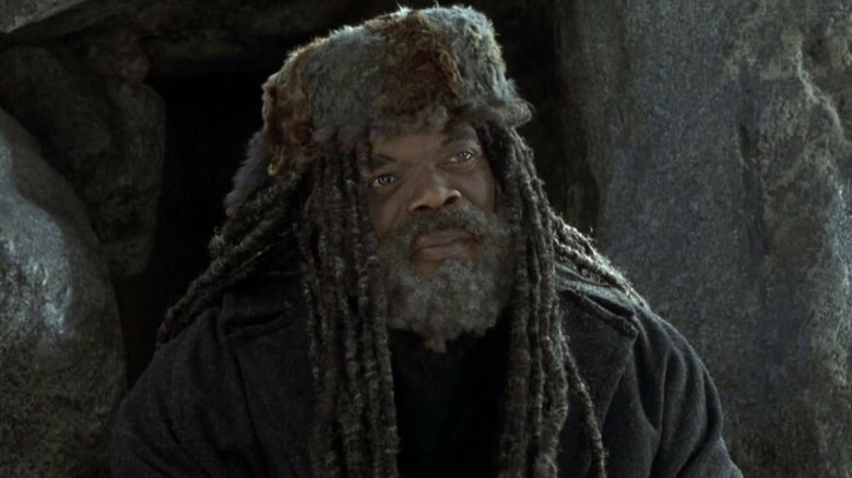 Samuel L. Jackson as Romulus Ledbetter outside of his cave in The Caveman's Valentine