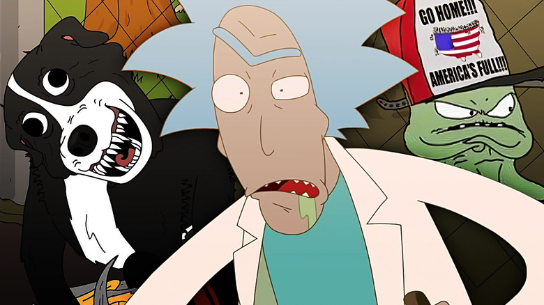 Mr. Pickles with anime Rick Sanchez and Early Cuyler