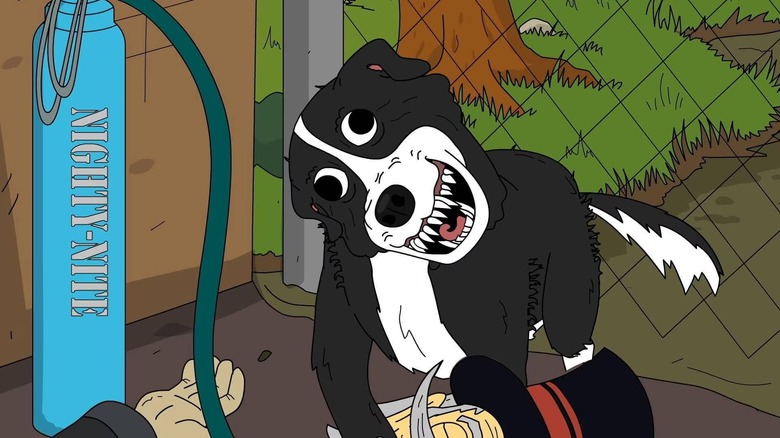 Mr. Pickles bearing teeth