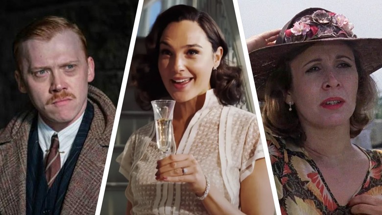 Rupert Grint as Inspector Crome on The ABC Murders, Gal Gadot as Linnet Ridgeway in Death on the Nile, and Carrie Fisher as Nadine Boynton in Appointment with Death