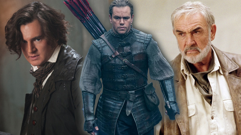 Shots from Abraham Lincoln: Vampire Hunter and The League of Extraordinary Gentleman around Matt Damon in The Great Wall in a composite image