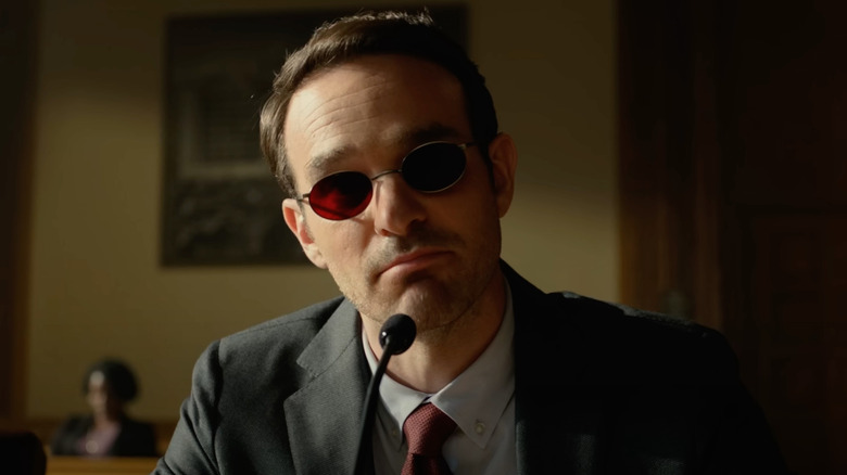 Charlie Cox as Matt Murdock sits in a courtroom in She-Hulk: Attorney at Law