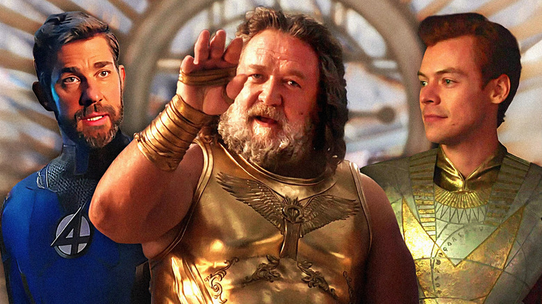 John Krasinski as Reed Richards, Russell Crowe as Zeus, and Harry Styles as Starfox