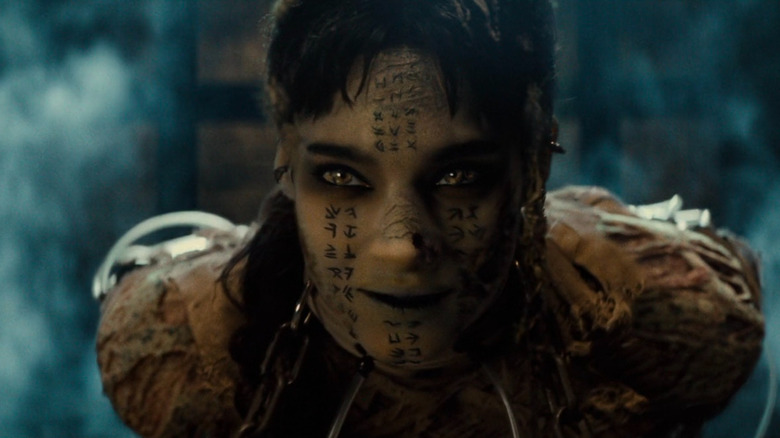 Ahmanet (Sofia Boutella) chained up in 2017's The Mummy