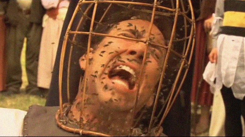 Edward Malus (Nicolas Cage) screaming while getting attacked by bees in 2006's The Wicker Man