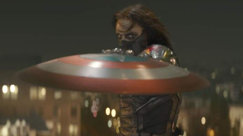 Bucky catches shield