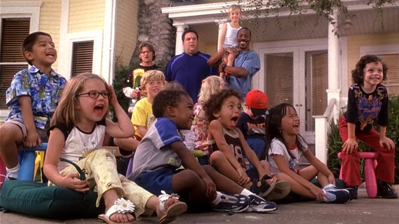 Daddy Daycare: kids laughing, Eddie Murphy, Jeff Garlin, Steve Zahn behind them